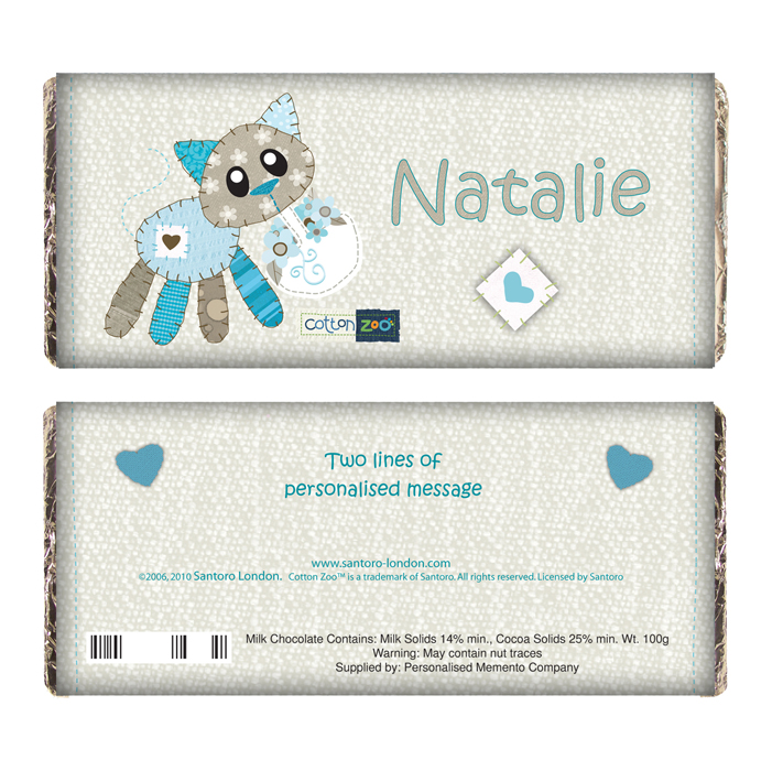 Cotton Zoo Calico the Kitten Chocolate Bar